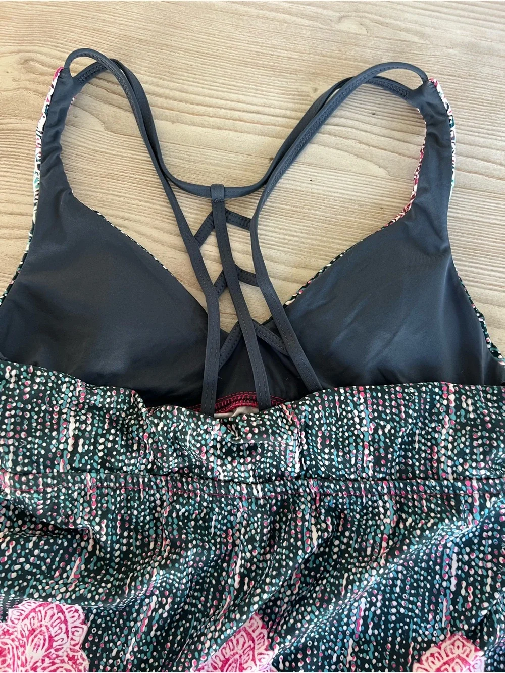 Lucky Brand Pink & Black Printed Tankini Set